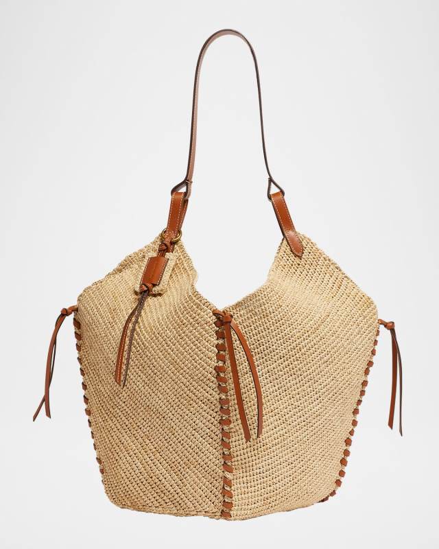 Tampa Raffia & Leather Shoulder Bag